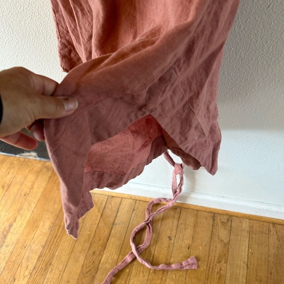 Motumo Summer Linen Handmade/ Soft Linen Dress Size Small In Peach - Picture 9 of 11